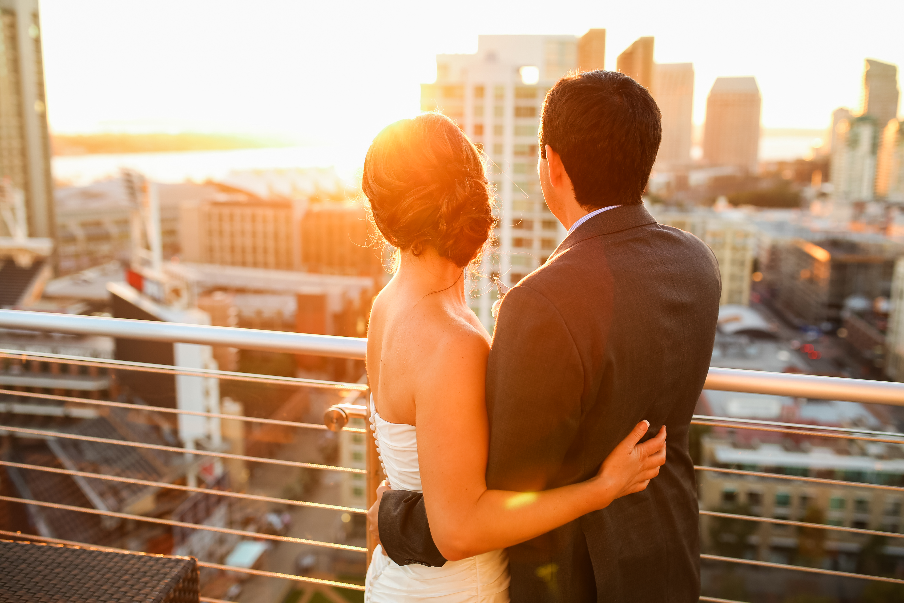 ultimate sky box wedding, sunset san diego, downtown sd, gaslamp district san diego, wedding photographer san diego